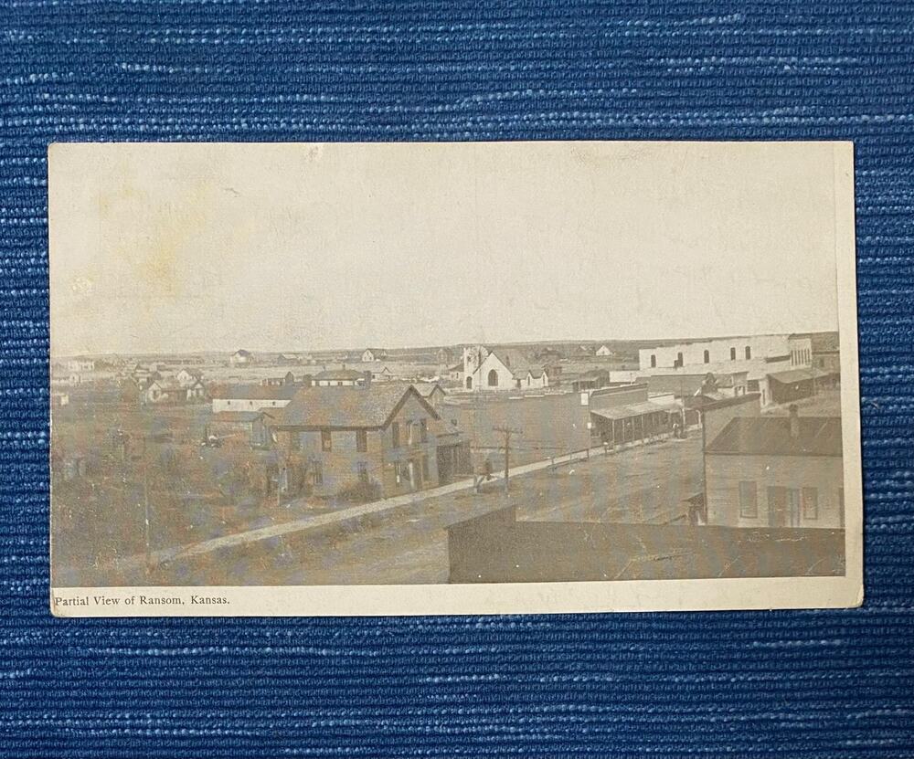 Vintage Ransom Kansas Postcard Posted 1911 Town View Houses 39B
